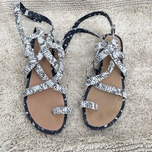 Cabi Athena Gladiator Sandals‎ Python Snakeskin Print Womens Size 7.5M